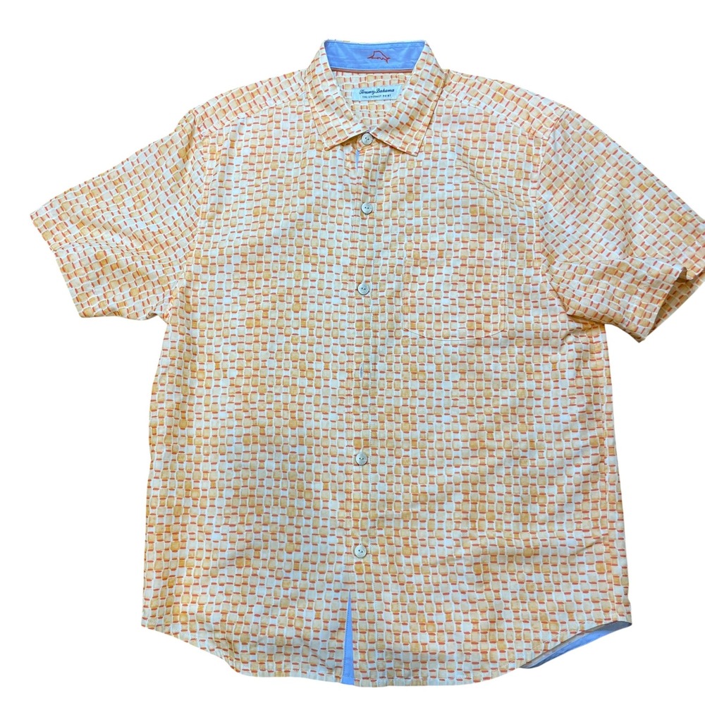 Tommy Bahama The Coconut Point Mens Medium Orange‎ Short Sleeve Button Up Shirt